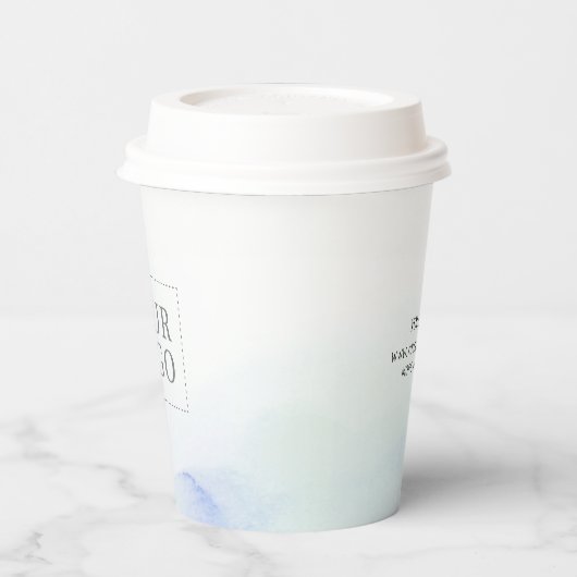 ブルーウォーターカラーカスタムビジネスロゴプロモーション 紙コップ (左)