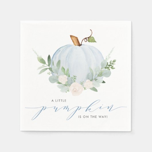 ブルーウォーターカラーカボチャ秋の赤ちゃんシャワー スタンダードカクテルナプキン (正面)