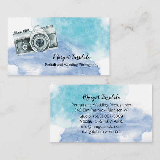 ブルーウォーターカラーカメラ撮影 名刺 (正面/裏面)