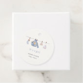 ブルーウォーターカラーガール冬服ベビーシャワー フェイバータグ (インサイチュ)