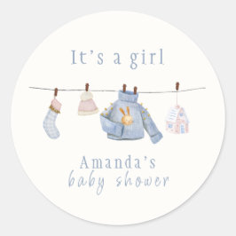 ブルーウォーターカラーガール冬服ベビーシャワー ラウンドシール