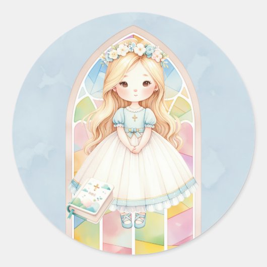 ブルーウォーターカラーガール1st.聖餐式 ラウンドシール (正面)