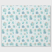 ブルーウォーターカラーキッズボーイズバースデーパーティーかわいい ラッピングペーパー (フラット)