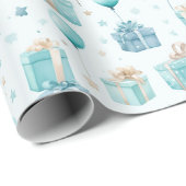 ブルーウォーターカラーキッズボーイズバースデーパーティーかわいい ラッピングペーパー (ロールコーナー)