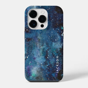 ブルーウォーターカラーギャラクシー スペース 星 名前 iPhone 14 PROケース