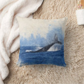 ブルーウォーターカラークジラ クッション (ブランケット)