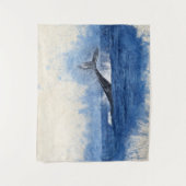 ブルーウォーターカラークジラ タペストリー (正面)