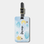 ブルーウォーターカラークラウドスタームーンキッズラゲッジタグ ラゲッジタグ (正面縦)