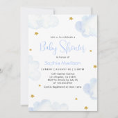 ブルーウォーターカラークラウド男の赤ちゃんシャワー 招待状 (正面)