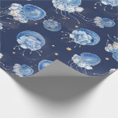 ブルーウォーターカラークラゲ ラッピングペーパー (角)