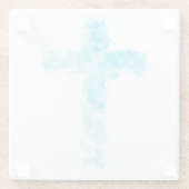 ブルーウォーターカラークリスチャンクロスバプテスマ ガラスコースター (裏面)