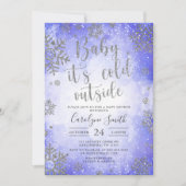ブルーウォーターカラークリスマスベビーシャワーの招待状 招待状 (正面)