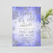 ブルーウォーターカラークリスマスベビーシャワーの招待状 招待状 (スタンド正面)