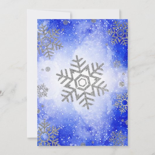 ブルーウォーターカラークリスマスベビーシャワーの招待状 招待状 (裏面)