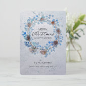 ブルーウォーターカラークリスマスリース シーズンカード (スタンド正面)