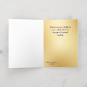 ブルーウォーターカラークリスマス折り畳みフォイルホリデーカード 箔シーズンカード (内側レイダウン)