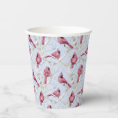 ブルーウォーターカラークリスマス（鳥）ショウジョウコウカンチョウ鳥 紙コップ (正面)