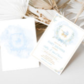 ブルーウォーターカラークレスト赤ちゃんシャワー 招待状