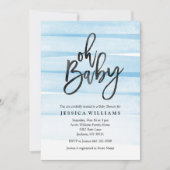 ブルーウォーターカラーグラデーションOhベビーシャワー招待状 招待状 (正面)