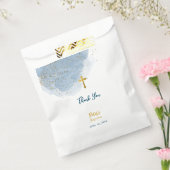 ブルーウォーターカラーグリッター金ゴールドクロスバプティスボーイ フェイバーバッグ (封をした状態)