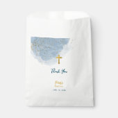 ブルーウォーターカラーグリッター金ゴールドクロスバプティスボーイ フェイバーバッグ (正面)