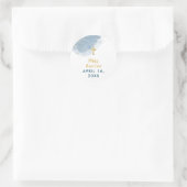 ブルーウォーターカラーグリッター金ゴールドクロスバプティスボーイ ラウンドシール (バッグ)