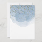 ブルーウォーターカラーグリッター金ゴールドクロスバプティスボーイ 招待状 (裏面)