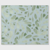 ブルーウォーターカラーグリーナリーホリデー ラッピングペーパー (フラット)