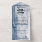 ブルーウォーターカラーコースト海ビーチ結婚式 オールインワン招待状 (内側)