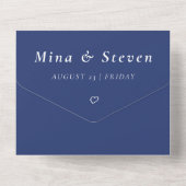 ブルーウォーターカラーコースト海ビーチ結婚式 オールインワン招待状 (裏面)