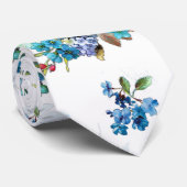 ブルーウォーターカラーコーンフラワーランニングズ模様 ネクタイ (ロール)