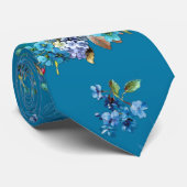ブルーウォーターカラーコーンフラワーランニングズ模様 ネクタイ (ロール)