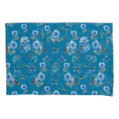 ブルーウォーターカラーコーンフラワーランニングズ模様 枕カバー (正面)