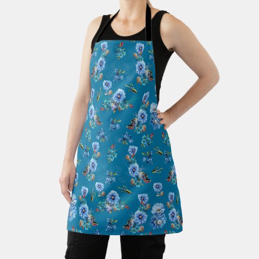 ブルーウォーターカラーコーンフラワーランニングズPattern All-Ov エプロン (インサイチュ)