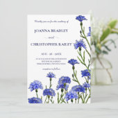ブルーウォーターカラーコーンフラワー結婚ズフローラ 招待状 (スタンド正面)