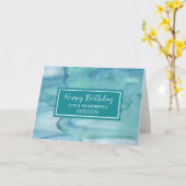 ブルーウォーターカラーゴッドソン誕生日 カード (黄色い花)