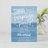 ブルーウォーターカラーサプライズ誕生日パーティーの招待 招待状 (スタンド正面)