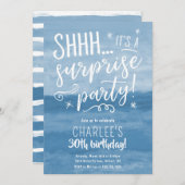 ブルーウォーターカラーサプライズ誕生日パーティーの招待 招待状 (正面/裏面)