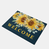 ブルーウォーターカラーサンフラワーズファームハウスウェルカム ドアマット (アングル)