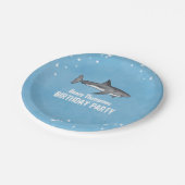 ブルーウォーターカラーシャークバースデーパーティー ペーパープレート (アングル)