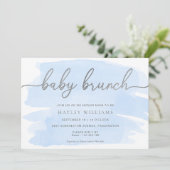 ブルーウォーターカラーシルバーベビーブランチ招待状 招待状 (スタンド正面)