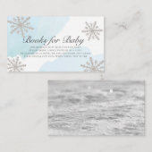 ブルーウォーターカラーシルバー雪片ブックリクエスト エンクロージャーカード (正面/裏面)