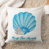 ブルーウォーターカラーシーシェル感動的、引用文 クッション (ブランケット)