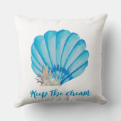 ブルーウォーターカラーシーシェル感動的、引用文 クッション (裏面)