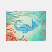 ブルーウォーターカラーシーホース フリースブランケット (正面(横))