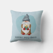 ブルーウォーターカラースカンジナビアのクリスマス格言 クッション (裏面)