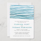 ブルーウォーターカラーストライプ結婚式招待状 招待状 (正面)