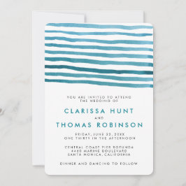 ブルーウォーターカラーストライプ結婚式招待状 招待状