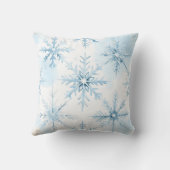 ブルーウォーターカラースノーフレークパターン装飾用クッション クッション (裏面)