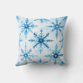 ブルーウォーターカラースノーフレーク装飾用クッション クッション (裏面)